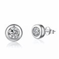 thumbnail image 1 of GKNET 7mm Round Zircon Stone Earrings 925 Silver Stud Earrings Women Jewelry-Silver, 1 of 5