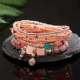 thumbnail image 1 of GKNET 8Pcs/Set Boho Multilayer Crystal Bangle Beaded Bracelet Women Jewellery Gift New-Pink, 1 of 6