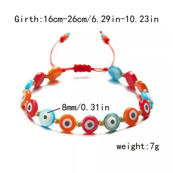 GKNET 8mm Good Luck Evil Eye Resin Handmade Braided Bead Bracelet Women Delicate Jewelry Party-Multicolor