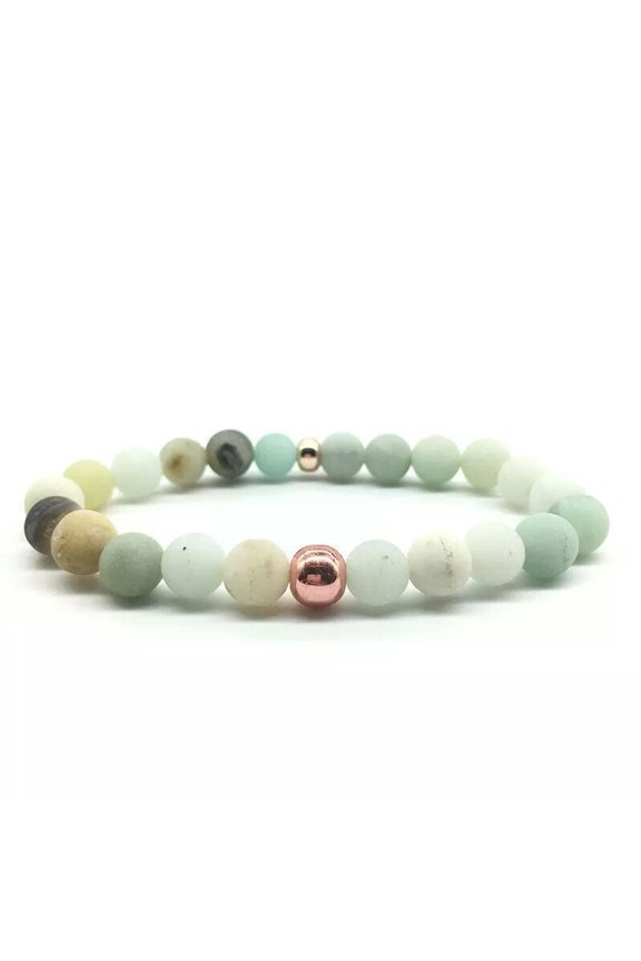 8mm Natural Amazonite Stone Bracelet Spirituality Round Bead mala Lucky Stretchy