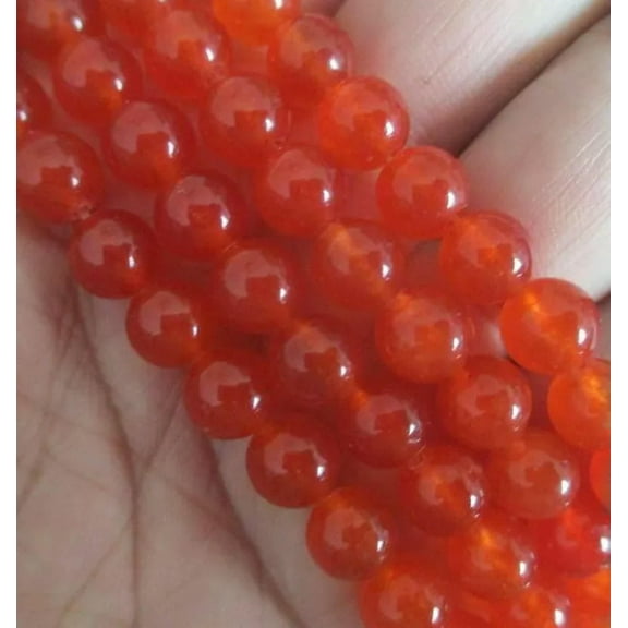 GKNET 8mm orange Round Ruby Gemstones Loose Beads 15"##HL707