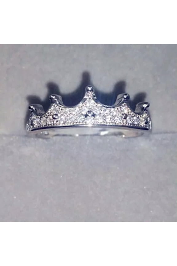 925 Silver Crystal Crown Rings Womens Silver Rings Size 5-10-7