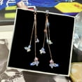 thumbnail image 1 of GKNET 925 Silver Flower Butterfly Tassel Crystal Earrings Stud Women Jewellery Gift-Rose Gold Butterfly, 1 of 9