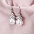 thumbnail image 1 of GKNET 925 Silver,Gold Girl Drop Earring Charm Women White Pearl Anniversary Jewelry-Silver, 1 of 6