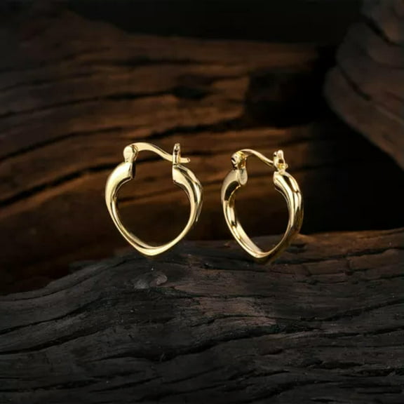 GKNET 925 Silver Hoop Huggie Earrings Women Heart Shape Ear Clip Earrings-gold