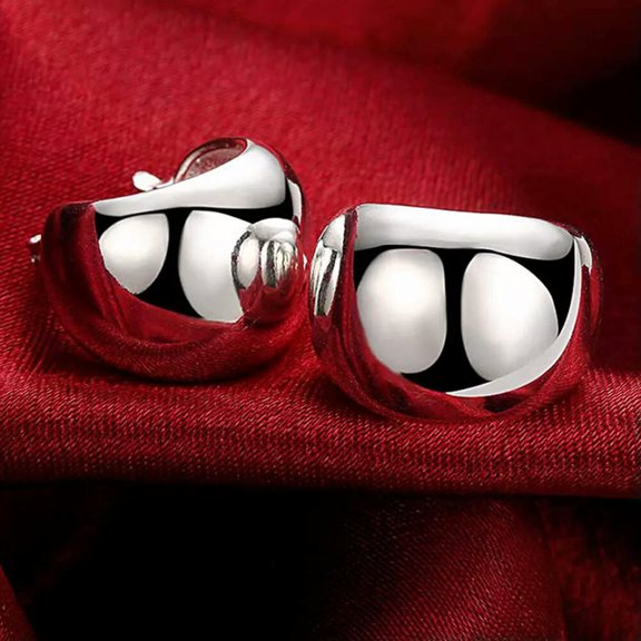 GKNET 925 Silver Hoop Huggie Earrings Women Smooth Ear Clip Earrings Jewelry