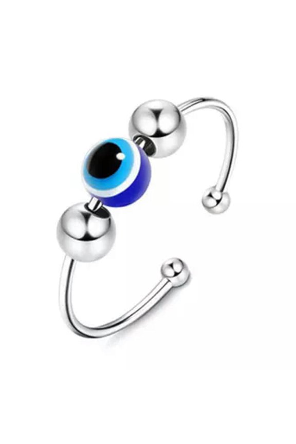 925 Silver Plated Turkish Lucky Blue Evil Eye Finger Ring Charm Women Jewellery-13-Evil Eye