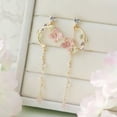 thumbnail image 1 of GKNET 925 Silver Rose Flower Tassel Crystal Earrings Stud Dangle Women Jewellery Gift-Pink Flower Crystal, 1 of 6