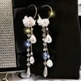 thumbnail image 1 of GKNET 925 Silver Flower Butterfly Tassel Crystal Earrings Stud Women Jewellery Gift-White Flower Pearl Crystal, 1 of 6