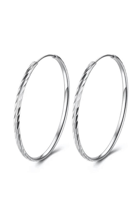 925 Silver Round Hoop Earrings Women Big Circle Earrings 3 4 5 6 CM-5cm