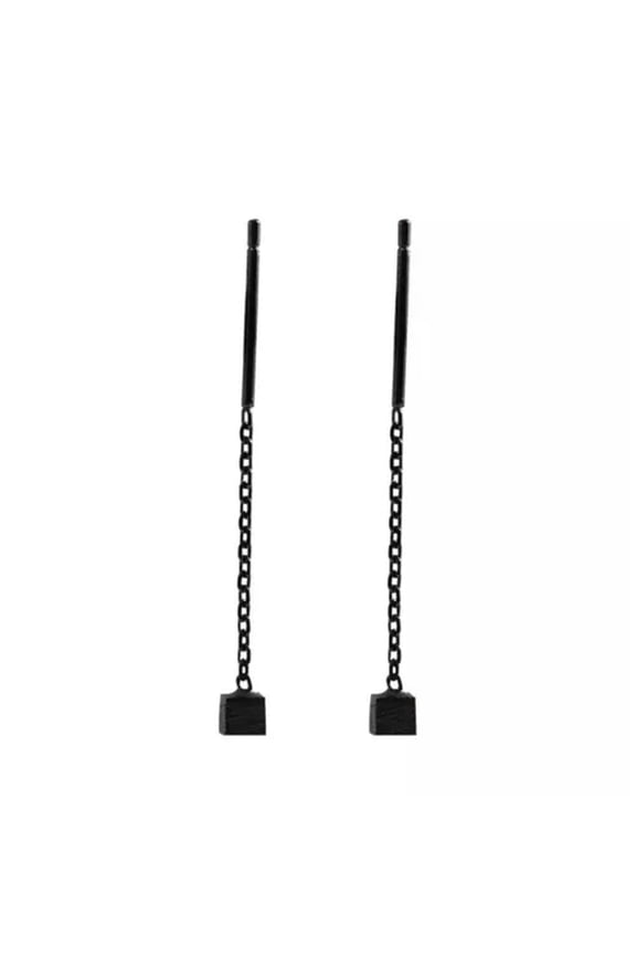 925 Silver Zircon Star Tassel Earrings Stud Hoop Drop Line Women Jewellery Hot-#10 Black Cube