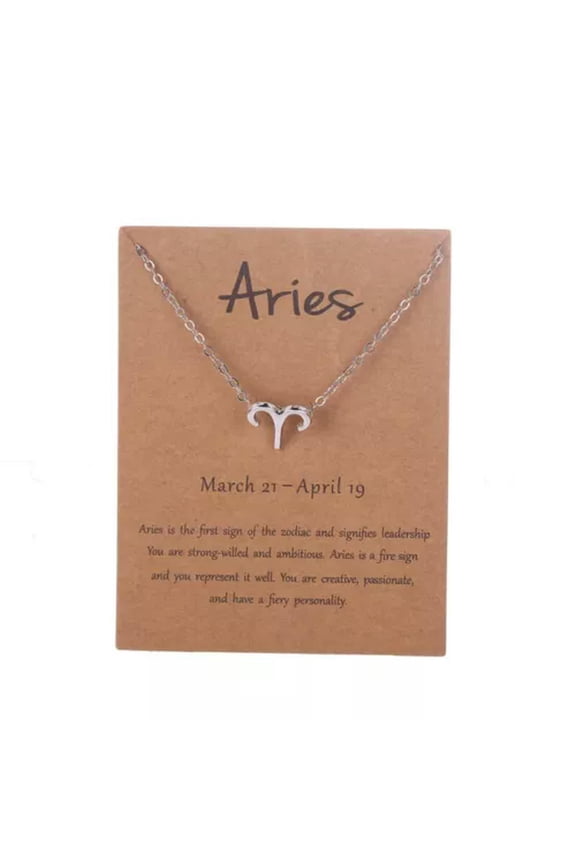 925 Sterling Silver 12 Zodiac Constellations Horoscope Pendant Necklace Chain-Aries Silver