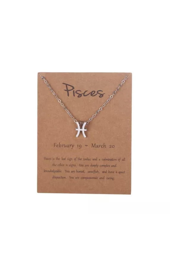 925 Sterling Silver 12 Zodiac Constellations Horoscope Pendant Necklace Chain-Pisces Silver