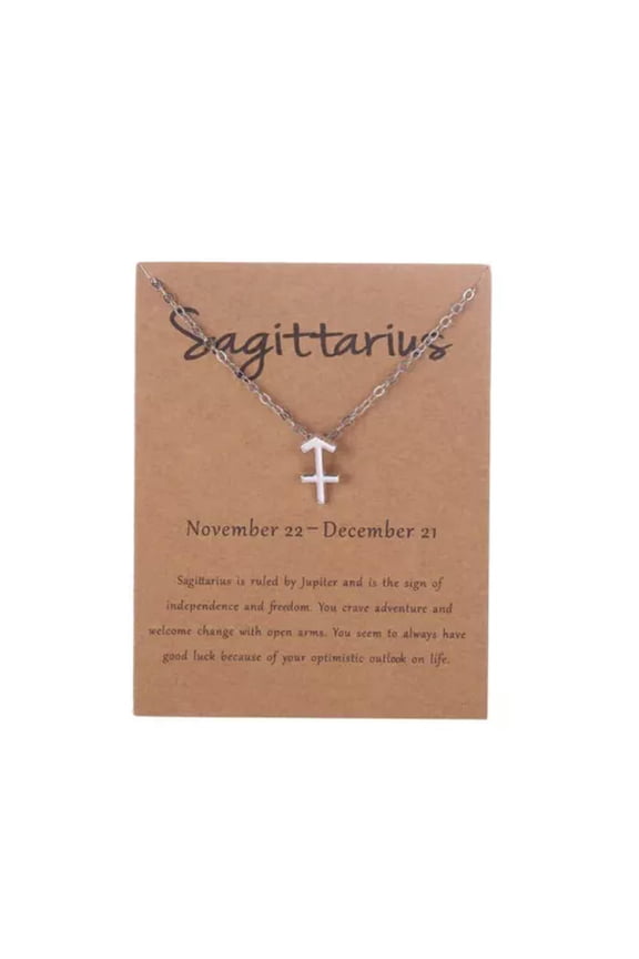 925 Sterling Silver 12 Zodiac Constellations Horoscope Pendant Necklace Chain-Sagittarius Silver