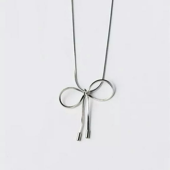 GKNET 925 Sterling Silver Bow Knot Choker Short Necklace 13"~15" Women Delicate Jewelry A2362-Silver