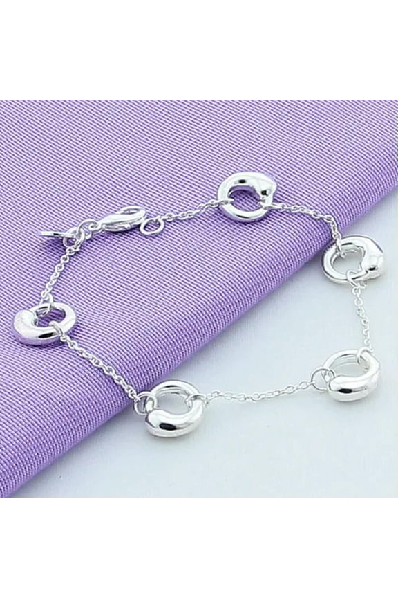 925 Sterling Silver Chain Wedding Ladies Tai Chi Bracelet Drip Jewelry