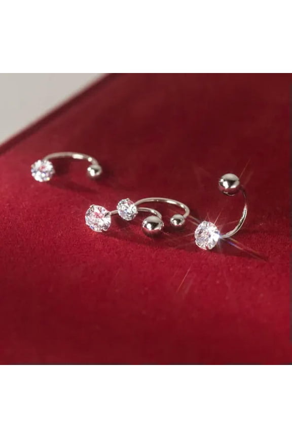 925 Sterling Silver Ear Jacket Stud Earrings with Clear CZ Crystals-5 mm