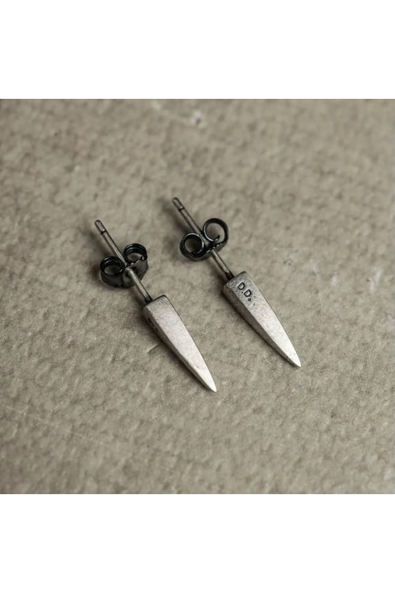 925 Sterling Silver Geometric Pyramid Ear Studs Earrings Punk Vintage Gothic