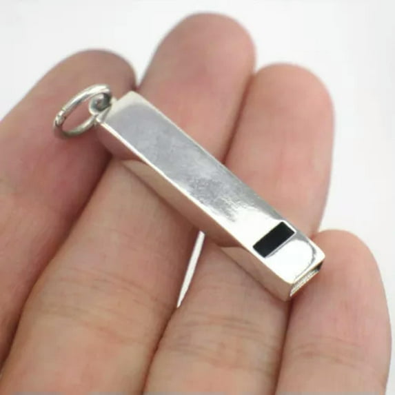 GKNET 925 Sterling Silver Plain Whistle Charm Pendant for Men Women A2419