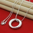 thumbnail image 1 of GKNET 925 Sterling Silver Sleek Circle Pendant Necklace Snake Chain Fashion Jewelry-default, 1 of 4