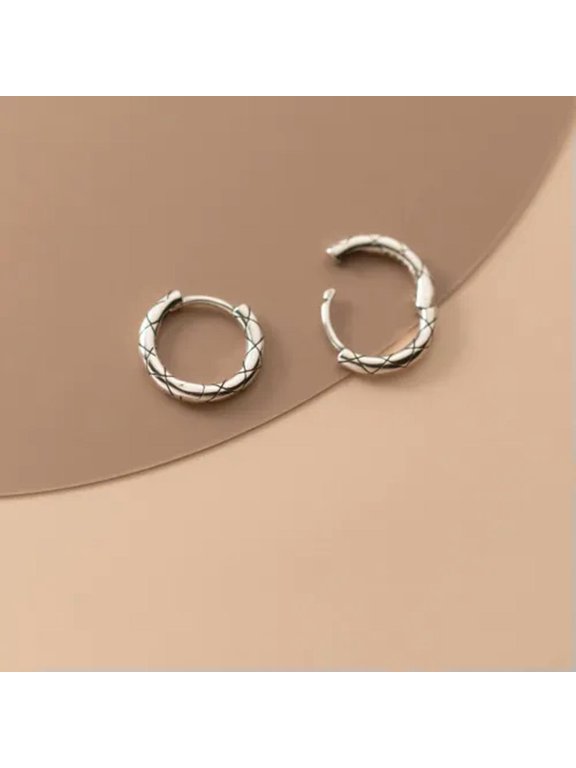 925 Sterling Silver Small 14mm Hoop Sleeper Earrings (Pair)