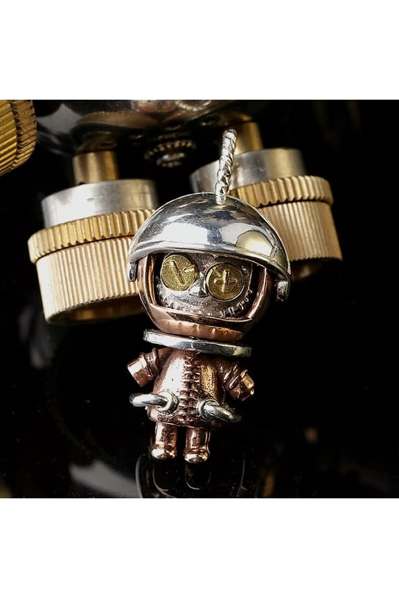 925 Sterling Silver Spaceman Voodoo Doll Astronaut Figurine Necklace Pendant