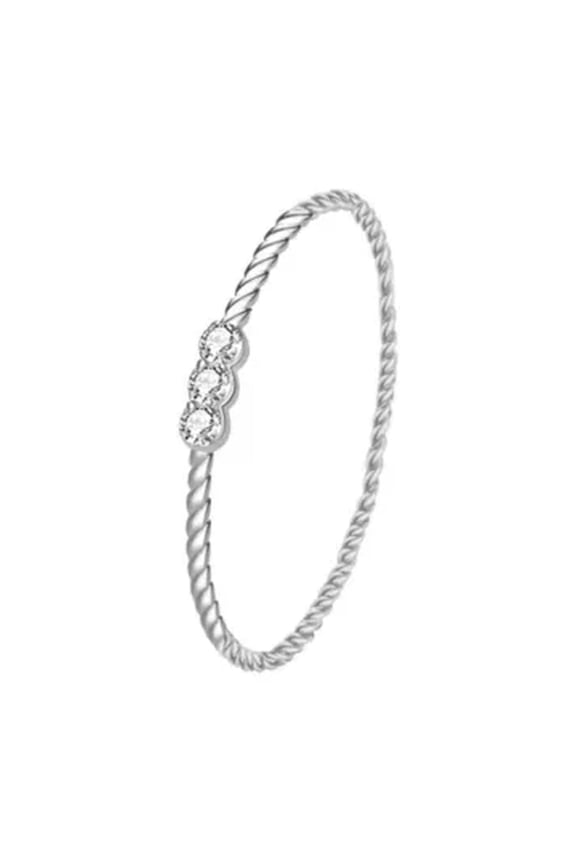 925 Sterling Silver Triple Bezel Cz Thin Dainty Midi Knuckle Pinkie Ring A3151-4.5