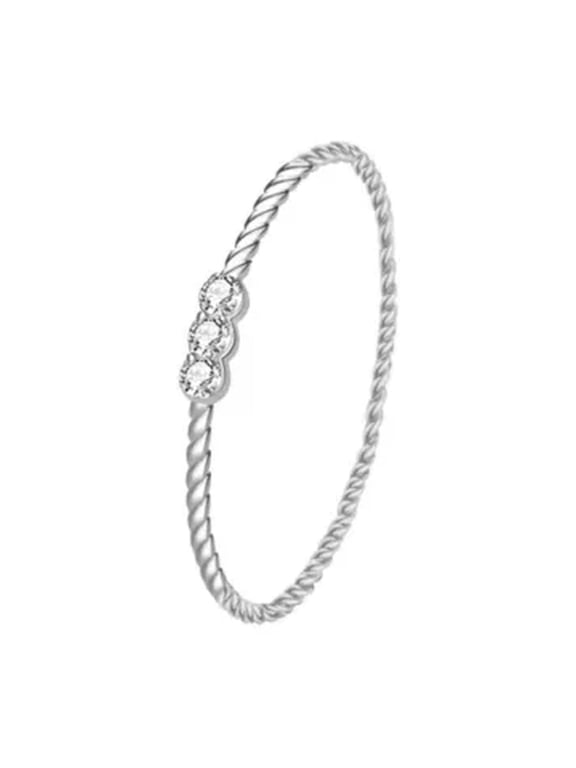 925 Sterling Silver Triple Bezel Cz Thin Dainty Midi Knuckle Pinkie Ring A3151-5.5