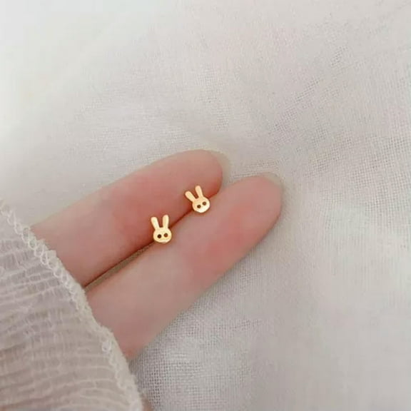 GKNET 925Sliver Butterfly Star Small Stud Earrings Delicate Jewelry Women Fashion Cute Gift New-3.Gold Rabbit