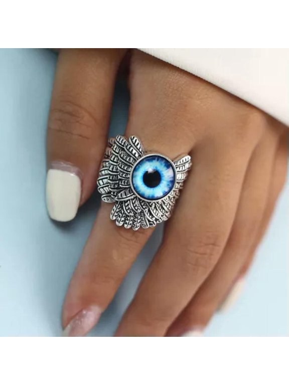 925Sliver Plated Retro Animal Open Ring Finger Ring Delicate Jewelry Adjustable Wholesale-10.Evil Eye Ring