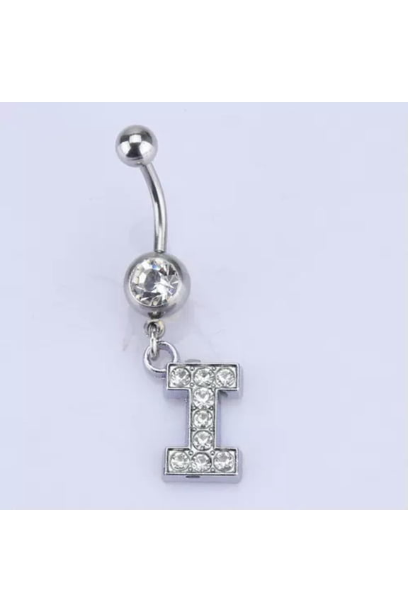 A-U Alphabet Anti-allergic Charm Navel Belly Button Ring Body Piercing Jewelry-I