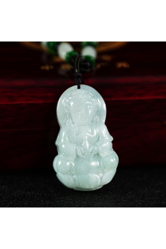 A-grade Treasure Bottle Jade Guanyin Pendant Natural Men's and Women's Style-41*25*6mm