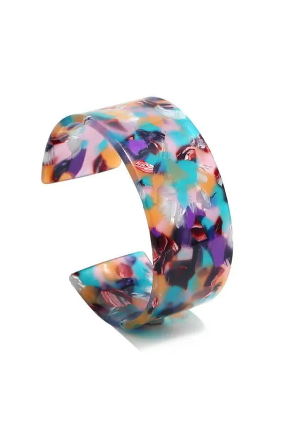 Acrylic Tortoise Shell Wide Coffee Cuff Bracelet Leopard Print Fashion Jewelry-3#