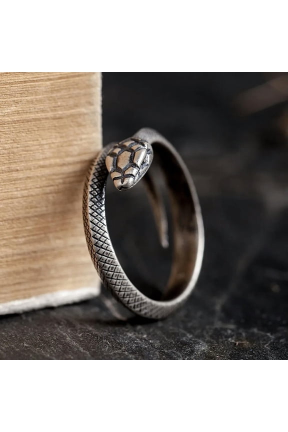 Adjustable 925 Sterling Silver Biker's Snake Wrap Open Ring Punk Vintage Gothic