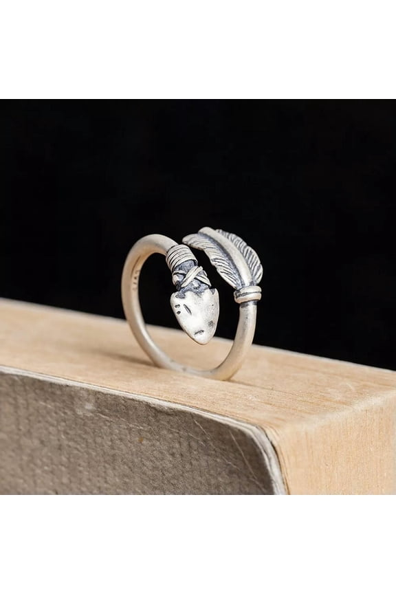 Adjustable 925 Sterling Silver Indian Arrow Wrap Around Ring Punk Hip Pop Gothic