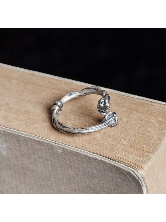 Adjustable 925 Sterling Silver Rib Bone Skeleton Wrap Ring Punk Vintage Gothic