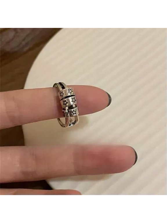 Adjustable Hip Hop Pentagram Ring Star Finger Open Ring Trendy Delicate Jewelry Gift-Silver 2