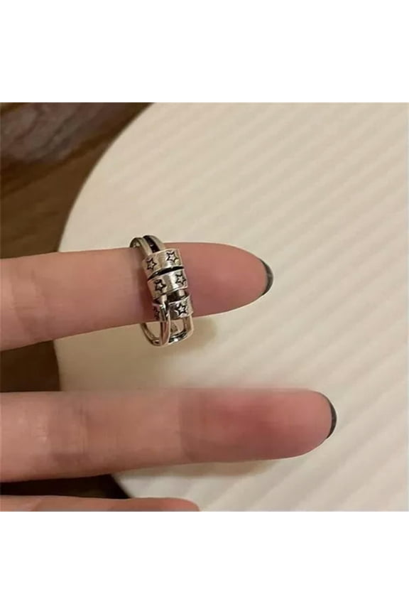 Adjustable Hip Hop Pentagram Ring Star Finger Open Ring Trendy Delicate Jewelry Gift-Silver 2