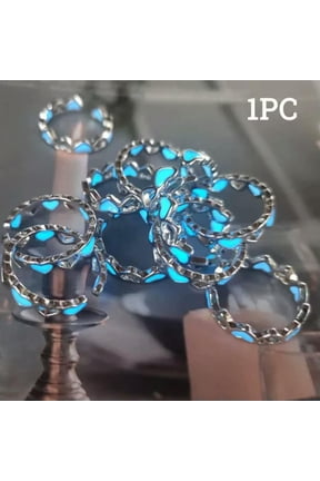 Adjustable Luminous Glow Ring Glowing In The Dark Delicate Jewelry Ring For Women Men-Heart Blue