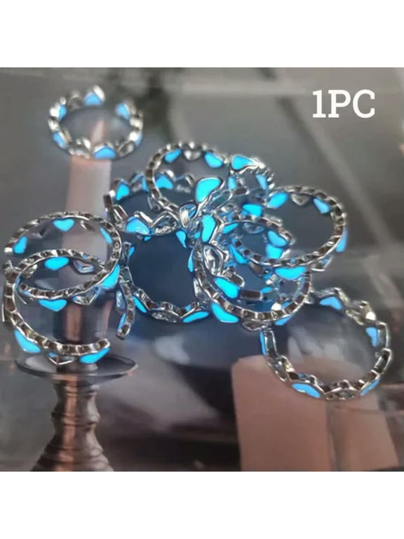 Adjustable Luminous Glow Ring Glowing In The Dark Delicate Jewelry Ring For Women Men-Heart Blue