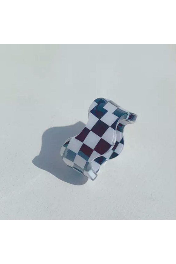 Adjustable Resin Finger Ring Chessboard Finger Ring Geometric Fashion Ring-Black