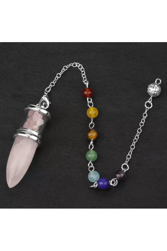 Amethyst Natural Stone Chakra Pendulum Pendant Energy Power Reiki Healing Amulet-Pink Crystal