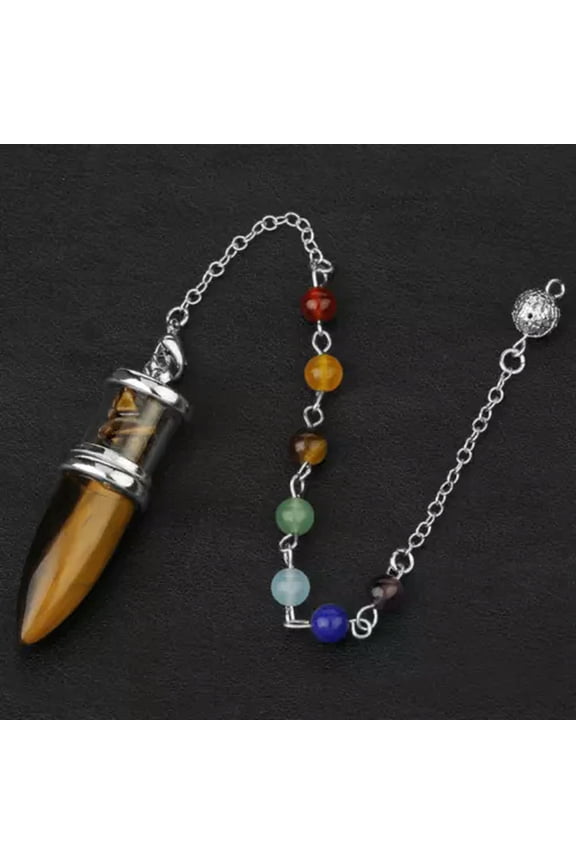 Amethyst Natural Stone Chakra Pendulum Pendant Energy Power Reiki Healing Amulet-Tiger Eye