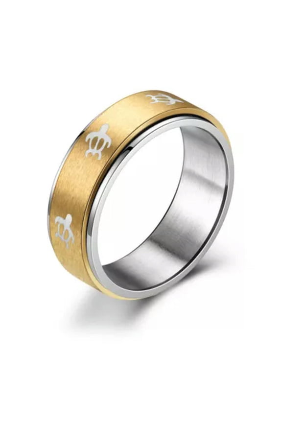 Animal Cat Turtle Spinner Ring 8MM Band Fidget Anxiety Delicate Jewelry Women Men Gift-2#8mm Gold Turtle Spinner-7