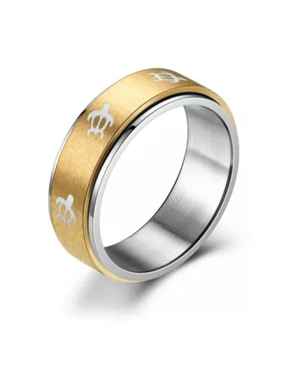 Animal Cat Turtle Spinner Ring 8MM Band Fidget Anxiety Delicate Jewelry Women Men Gift-2#8mm Gold Turtle Spinner-9