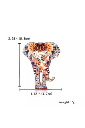 Animal Turtle Elephant Horse Sun Printing Flower Acrylic Brooch Pin Delicate Jewelry Gift-Elephant