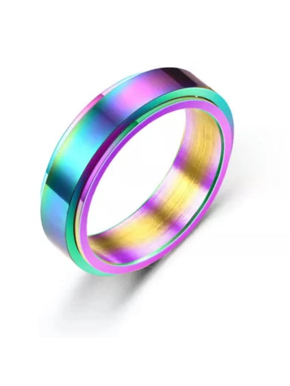 Anti-anxiety Spinner Fidget Rotating Rings Men Women Band Stainless Steel Rings!-multicolor-13