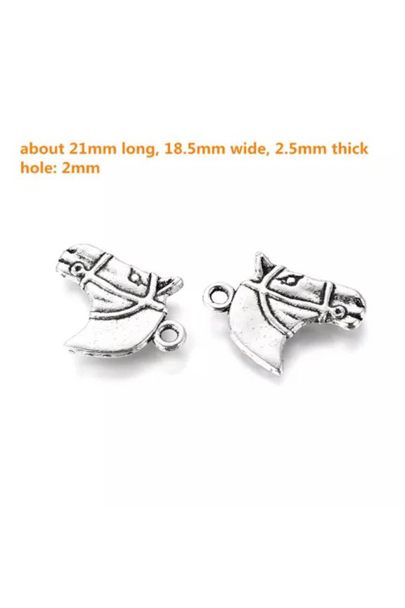 Antique Silver Alloy Charms Pendants Bulk Crafting Delicate Jewelry Accessory Making-Horse Head (20pcs)