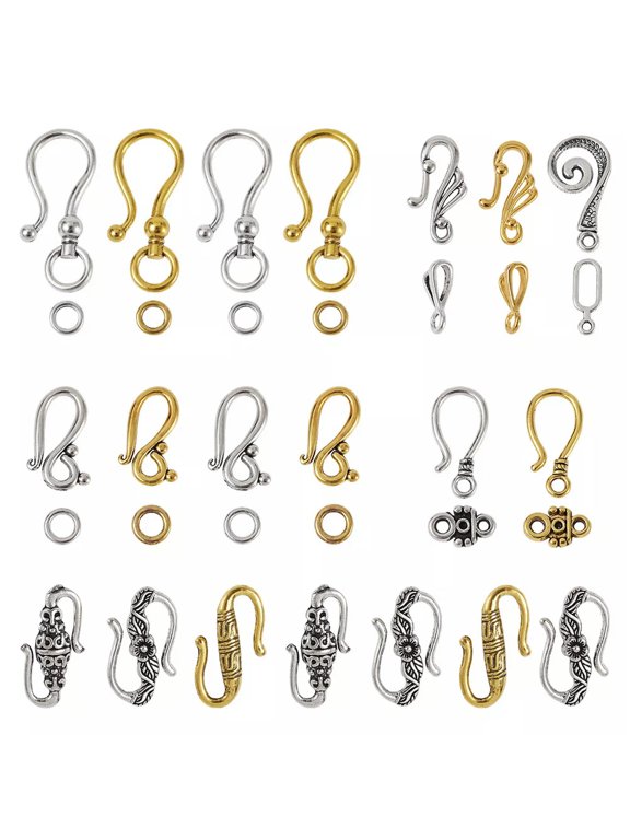 Assorted Alloy S Hook Ring Toggle Clasps End Clasps for Bracelet Necklace