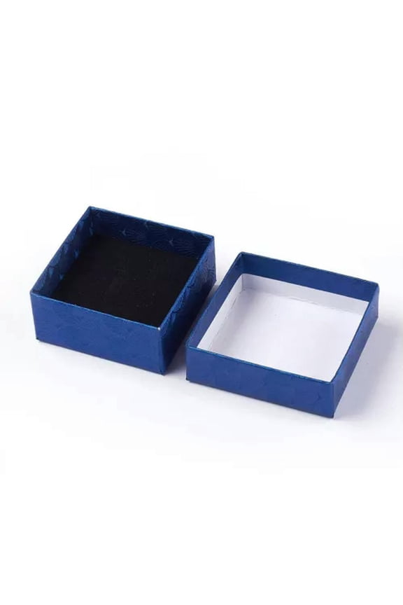 Assorted Cardboard Delicate Jewelry Boxes Gifts Paper Boxes for Pendants Earring Display-Square-Blue (7.5x7.5x3.5cm) -50pcs
